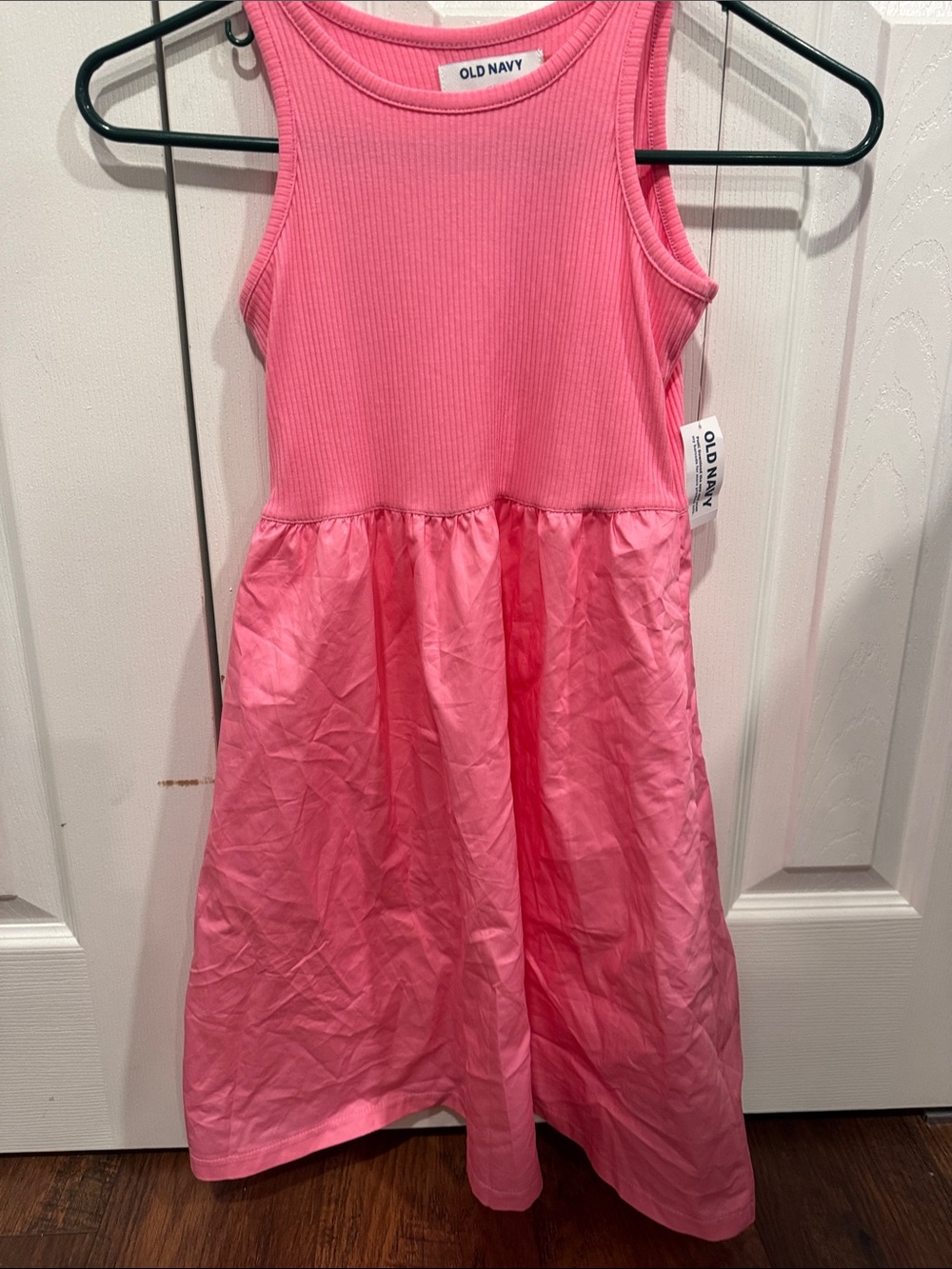 Old Navy Bright Pink Sleeveless Ribbed & Gathered Dress